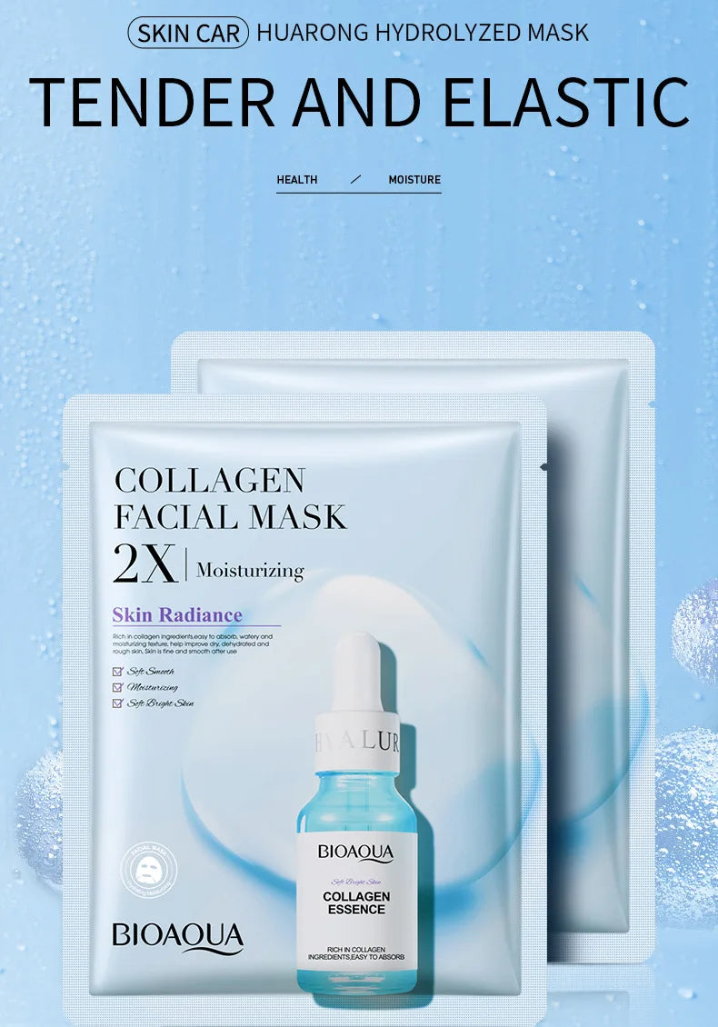 20pcs BIOAQUA Centella Collagen Face Mask Moisturizing Refreshing Sheet Masks Hyaluronic Acid Facial Mask Skin Care Products